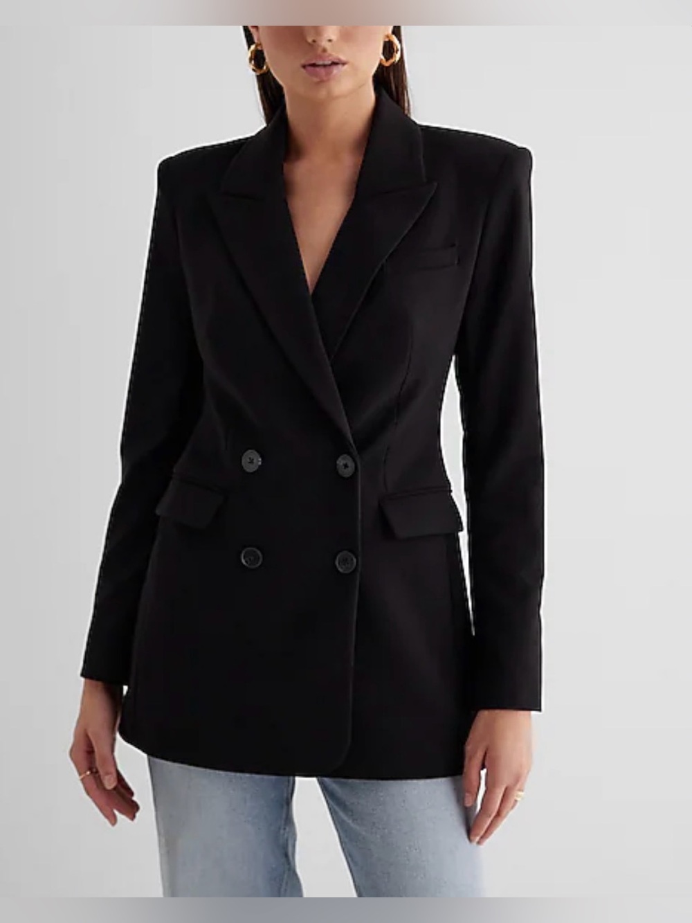 Express Double Breasted Hourglass Blazer Black Women’s Size 2‎ NWT